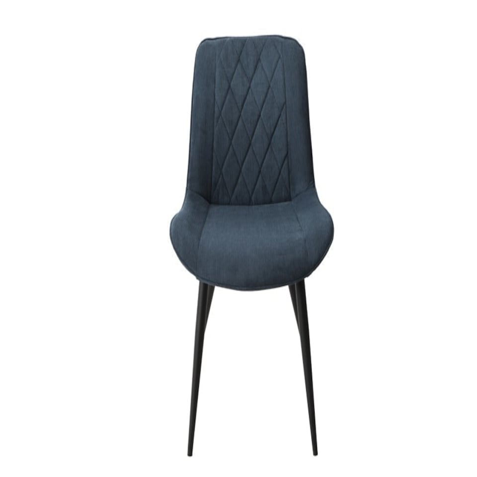image 1 of Aspen Round Dining Table with 4 Diamond Stitch Cord Fabric Dining Chairs - Grey Oak/Blue/Black - Flat Packed Multi