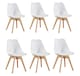 image 1 of Set of 6 Scandinavian Dining Chairs with Leather Cushions Solid Wood Legs | White