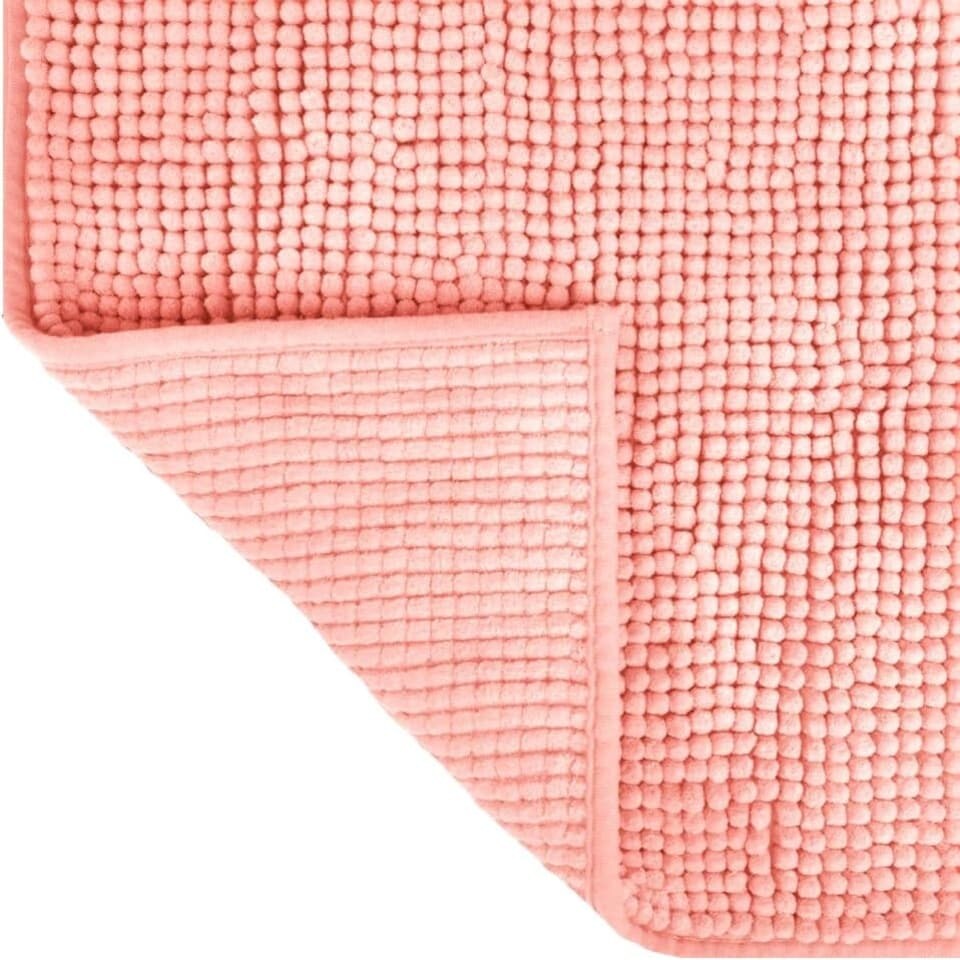 image 1 of Chenille Bobble Bath Mat Non-Slip 50 x 80cm - Blush Pink
