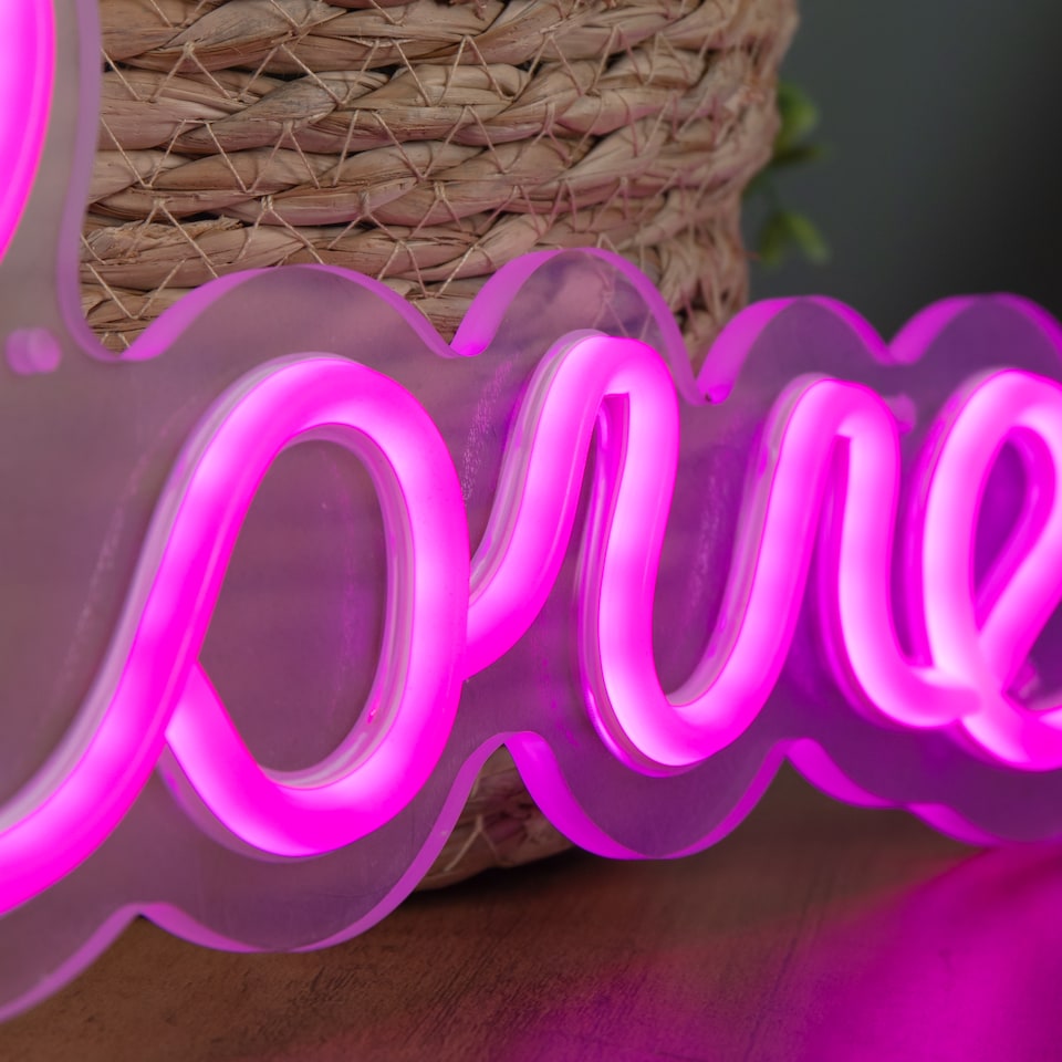 image 1 of 30cm Light up Neon Effect Love Sign in Pink with 111 LEDs