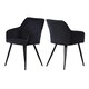 image 1 of Set of 2 Camden Modern Velvet Dining Chairs with Armrests, Quilted Design & Black Metal Legs Black