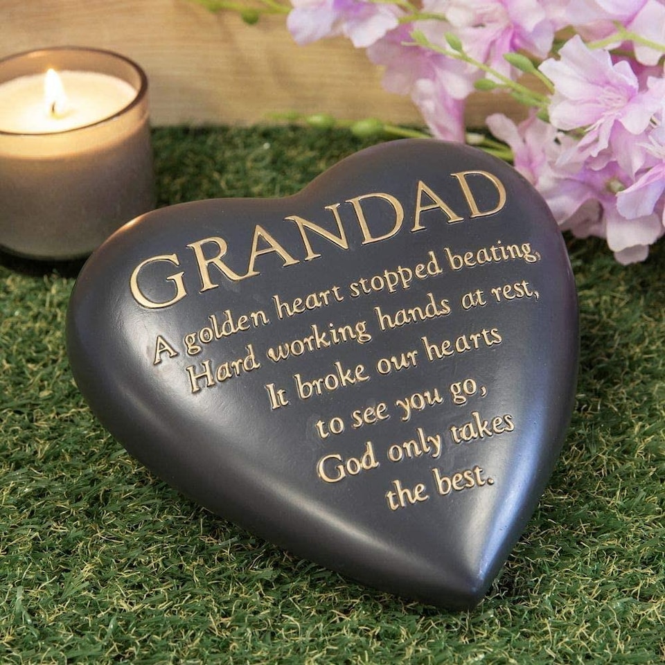 image 1 of Widdop Thoughts Of You Graveside Dark Grey Heart Plaque - Grandad