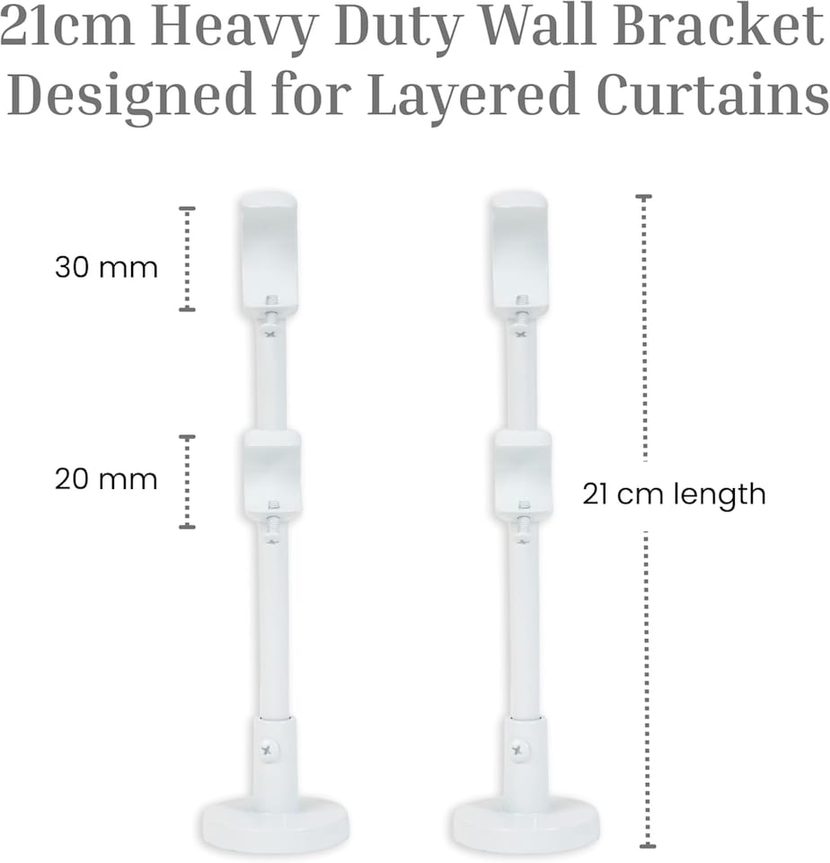 image 1 of Lister Cartwright Double Curtain Extendable Pole Set with White Ball Finials- 19mm & 28mm Metal Poles(120- 320 cm)