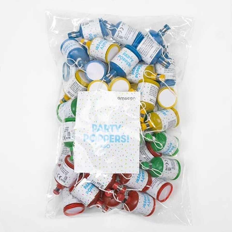 image 1 of Assorted Colours Party Poppers - Pack of 50