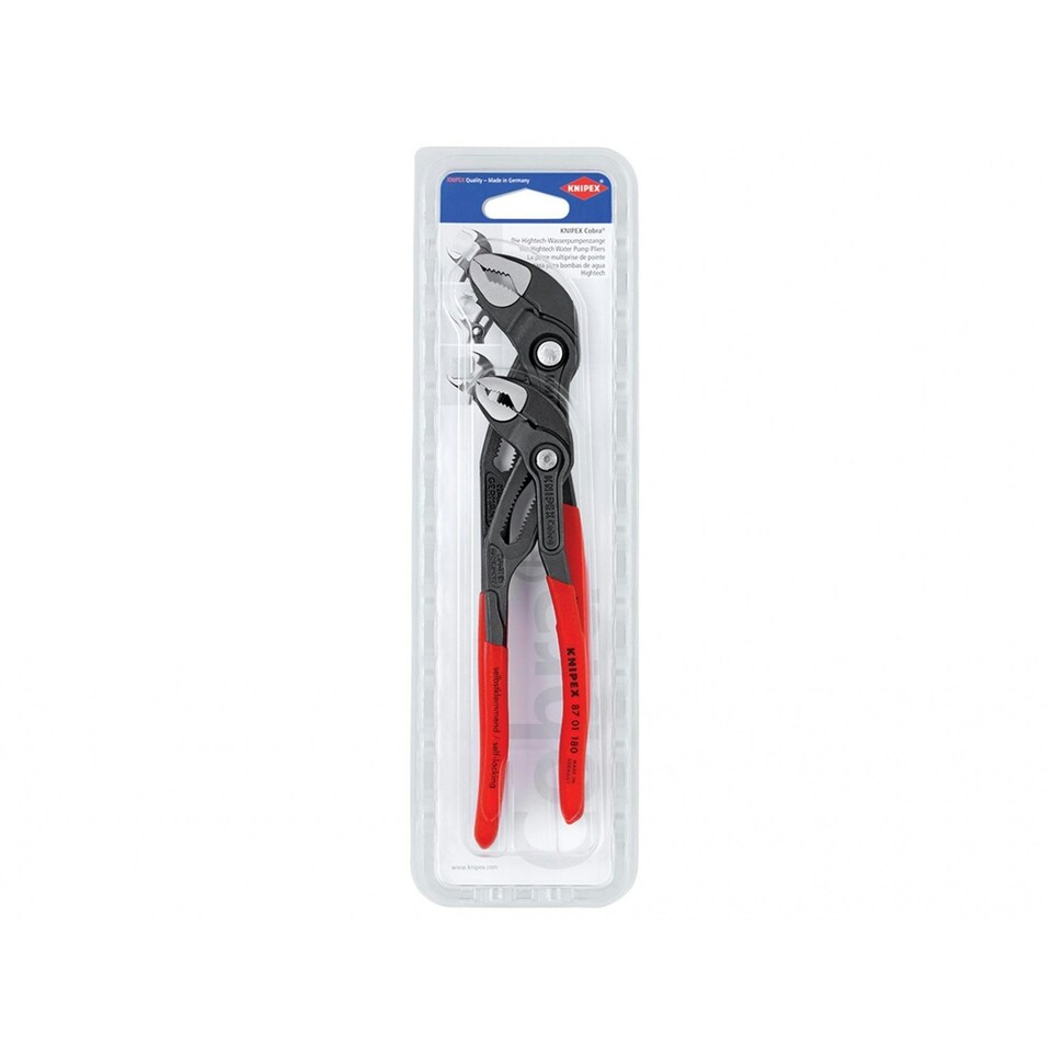 image 1 of Knipex Cobra High-tech Water Pump Pliers, Plastic Coated - Multi Colour - Set of 2 (180 & 250mm)