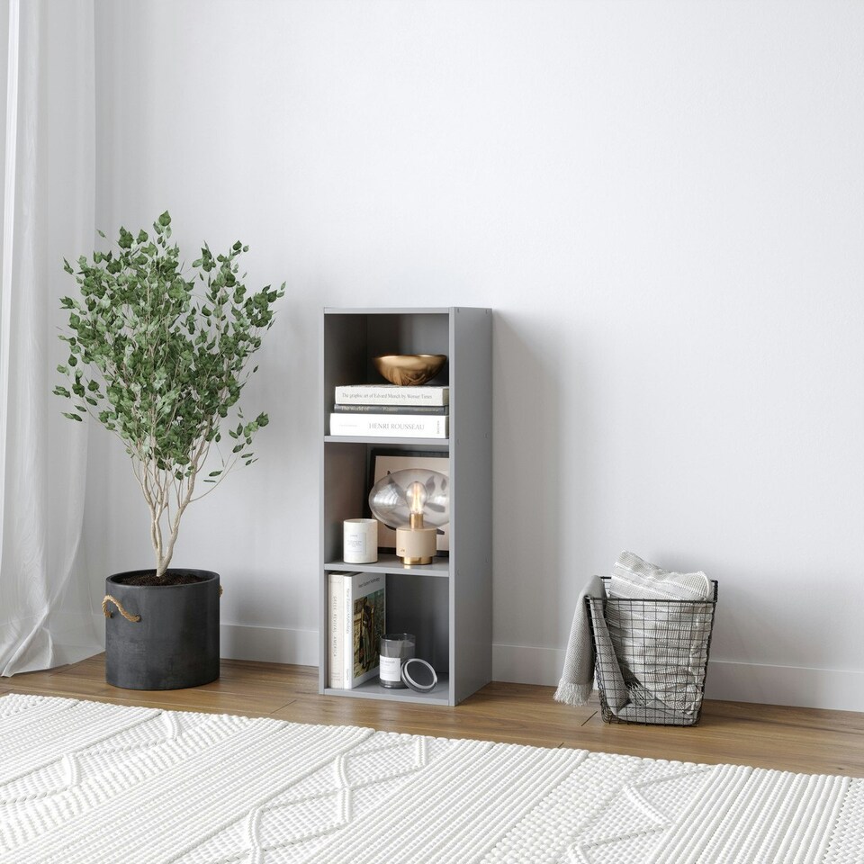 image 1 of 3-Tier Cube Shelving Unit Brown | Unit Colour: Oak