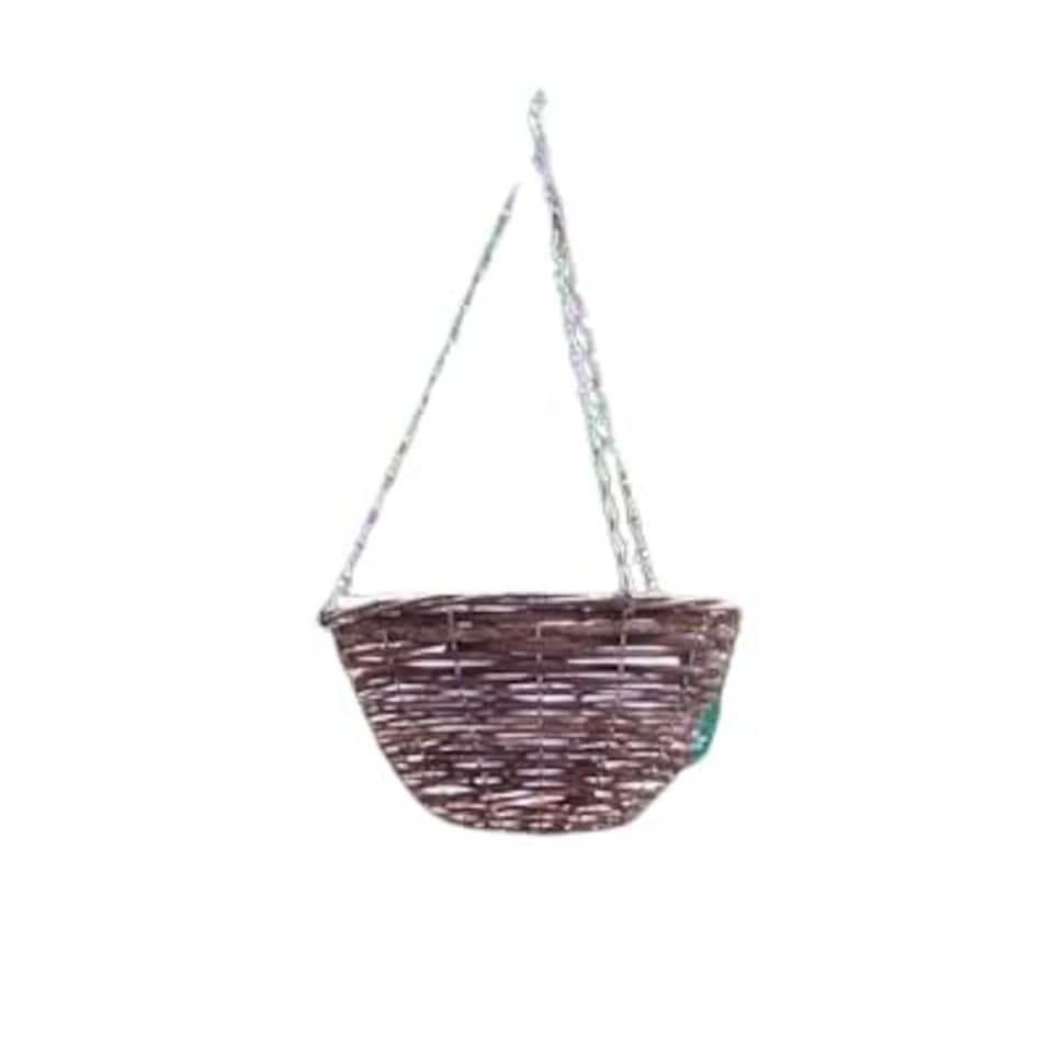 image 1 of Marco Paul Dark Brown Rattan Hanging Basket 12" Brown