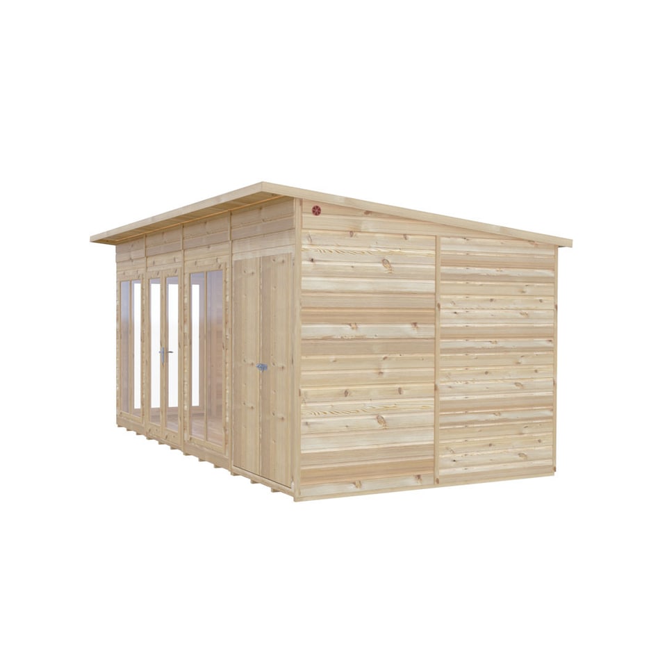 image 1 of Lela 16x8 Summerhouse including Storage - L244.8 x W476 x H227.5 cm | Brown | Honey Brown