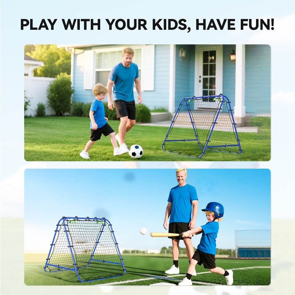 image 1 of HOMCOM Rebounder Net Football Target Goal with Adjustable Angles, Blue