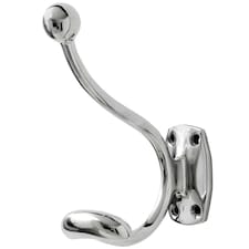 Hill Interiors Single Chrome Coat Hanger Hook - Silver - One Size