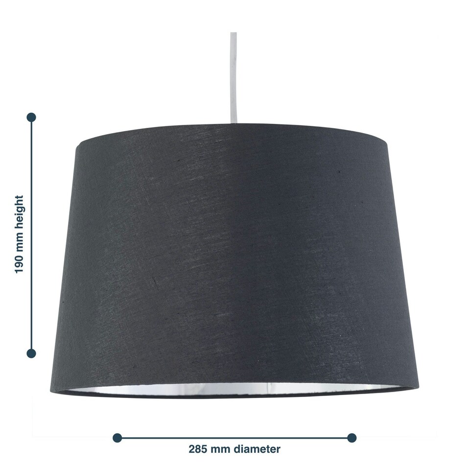 image 1 of First Choice Lighting Zoey Grey with Silver Inner 28cm Easy Fit Pendant or Lamp Shade Grey | Chrome