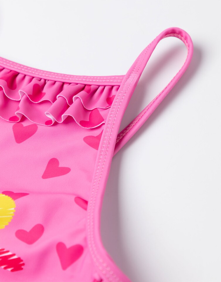 image 1 of Peppa Pig Girls Swimsuit & Hooded Towel Poncho | Kids Pink Swimming Costume and Towelling Robe | Gift For Children 4-5 Years