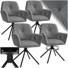 Swivel Chair Lenia - upholstered, padded, 56.5 x 54 x 86 cm - Set of 4 Grey | Velvet Look Anthracite/Black