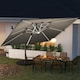 image 2 of Outsunny Garden Cantilever Parasol, Patio Umbrella w/ Solar LED Lights, Grey Grey | Grey