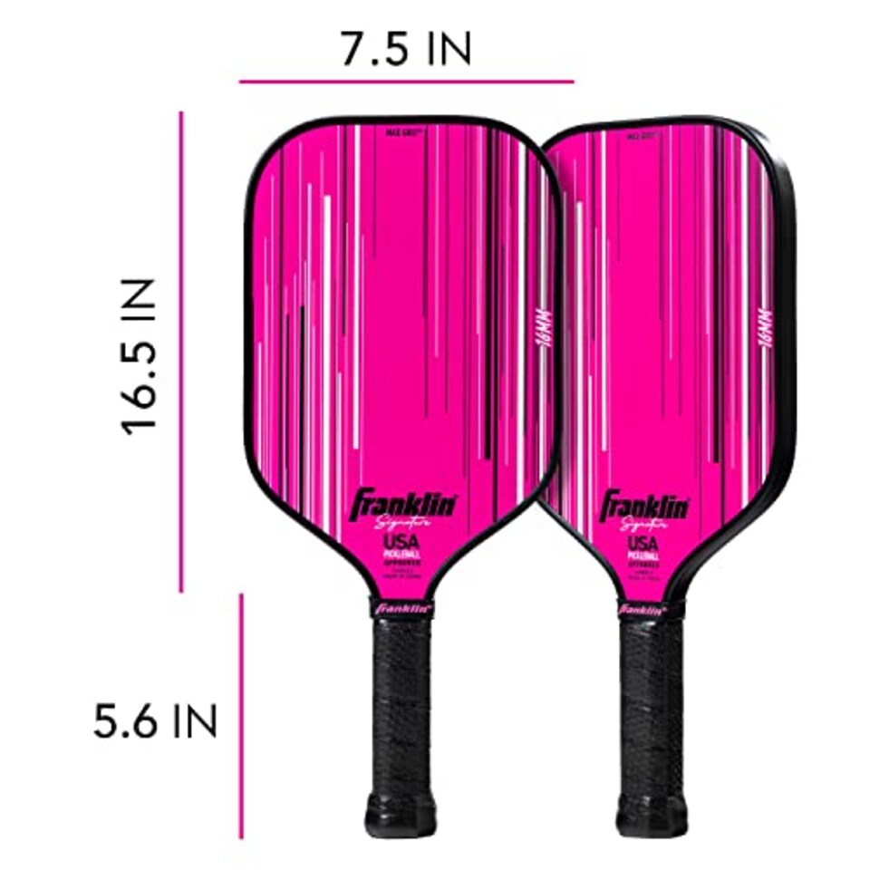 image 1 of Franklin Sports Pro Pickleball Paddle - Signature Series With Maxgrit Surface - Usapa Approved - 16mm Polypropylene Core - Pink