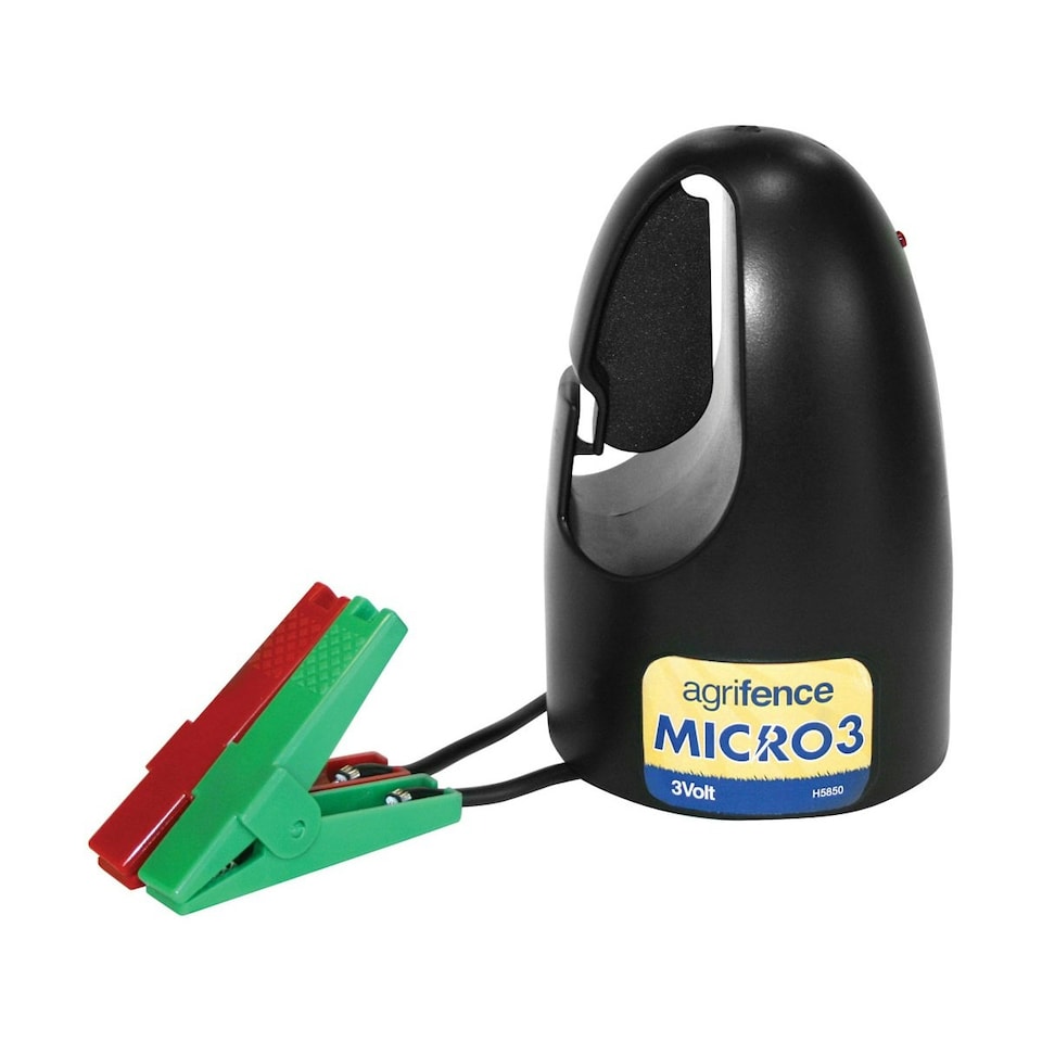 Agrifence Micro 3 Battery Energiser - Black/Red/Green - One Size