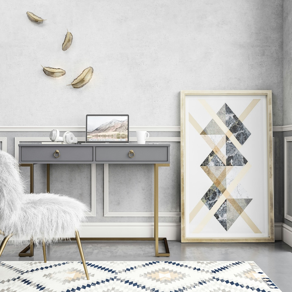 image 1 of Camila Writing Desk Graphite Grey / Golden