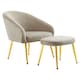 image 1 of Interiors by Premier Mink Velvet Chair with Gold Legs and Footstool, Stylish and Contemporary Accent Chair with high Footstool