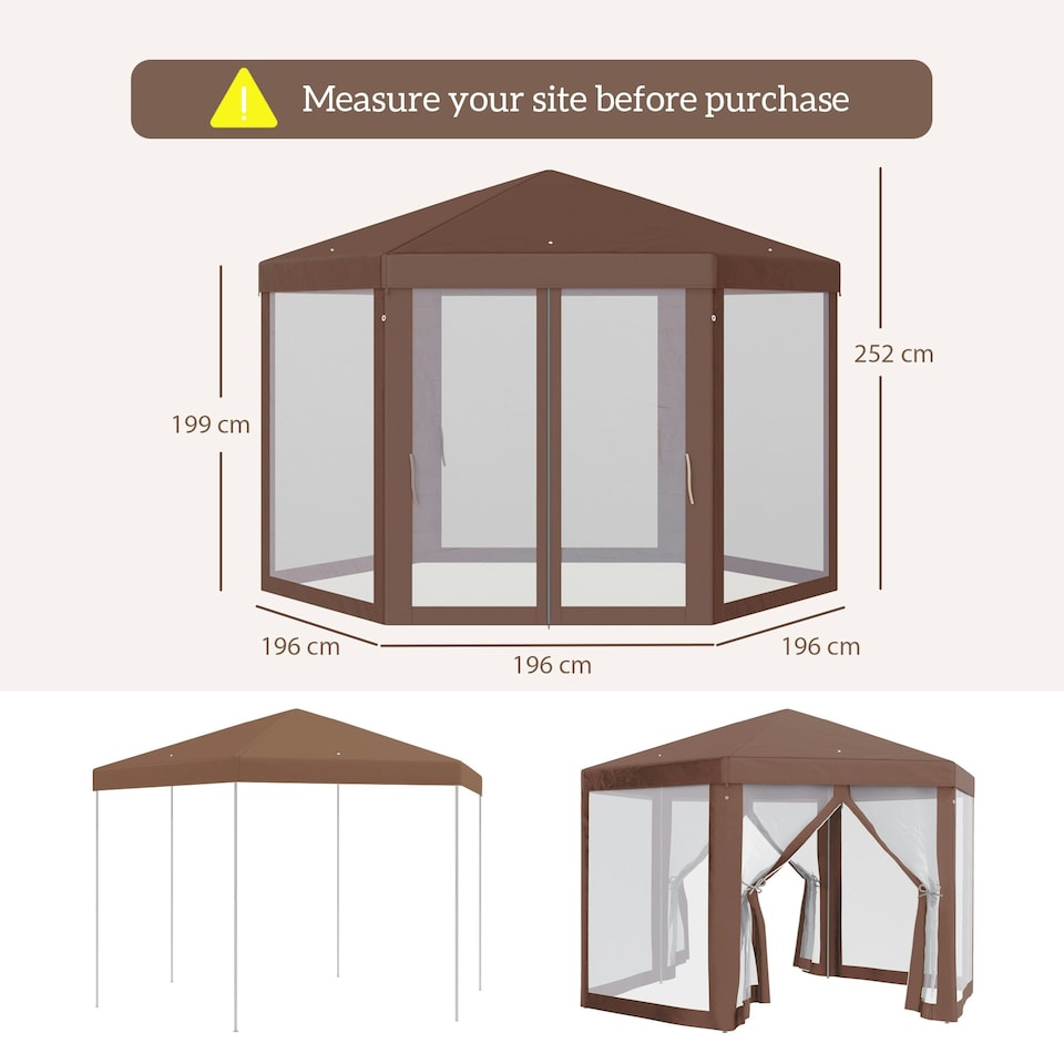 image 1 of Outsunny Hexagonal Garden Gazebo Party Tent Patio Marquee Canopy