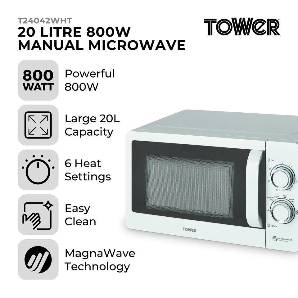 image 1 of 20L 800W Manual Microwave White