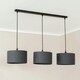 image 1 of ValueLights Reni Charcoal Drum Shade 3 Drop Bar Matte Black Diner Ceiling Light with Bulbs Black