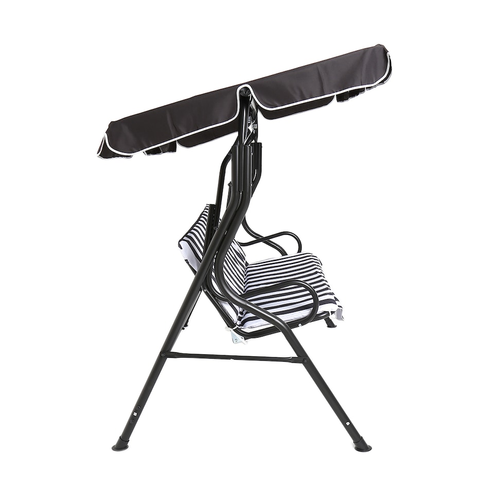 image 1 of Charles Bentley 2-3 Seater Garden Patio Swing Seat Hammock Chair - Grey Striped