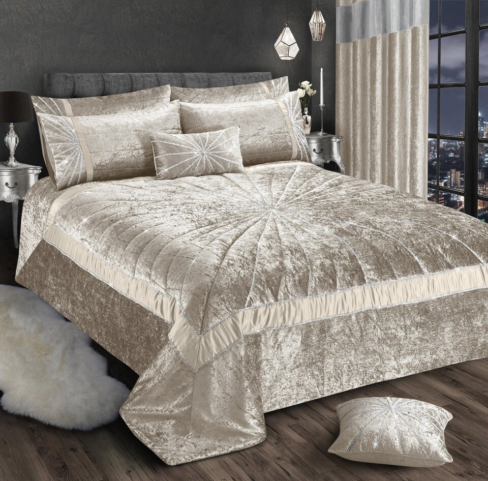 image 1 of Intimates Starburst Crushed Velvet Diamante Bedspread
