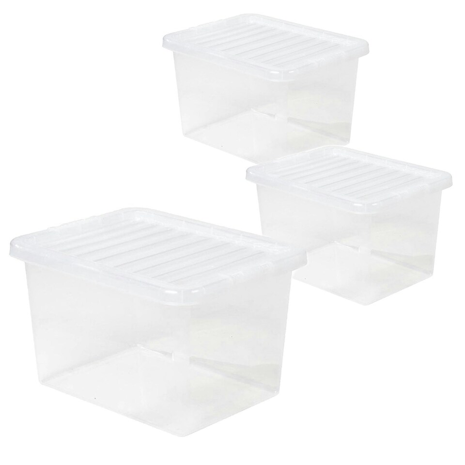 image 1 of 1 x 20 Litre Clear Plastic Storage Container With Lid Ideal For Home & Office Use Clear