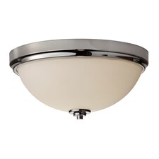 Malibu 2 Light Bathroom Flush Mount Ceiling Light Polished Chrome IP44, E27