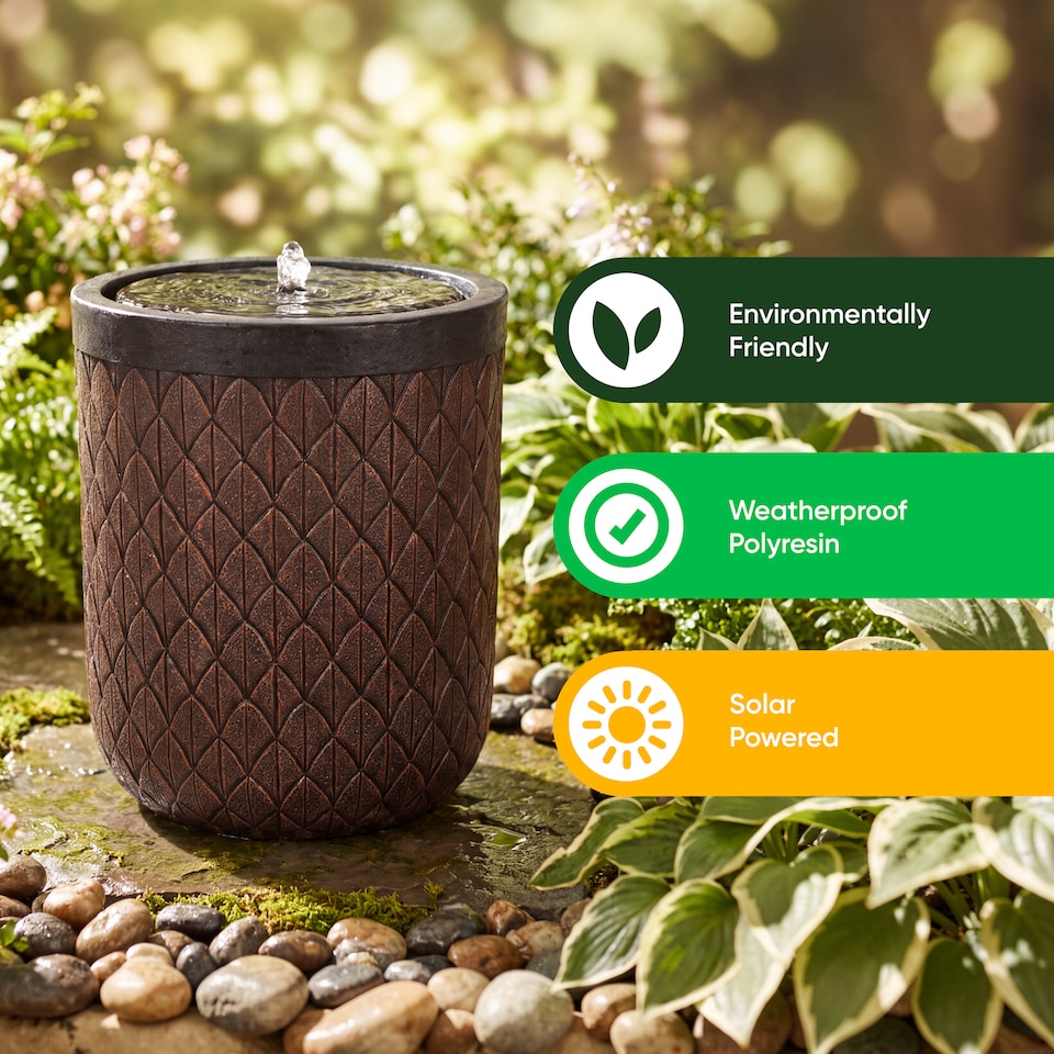 image 1 of Gardenwize Solar Powered Diamond Weave Solar Water Feature