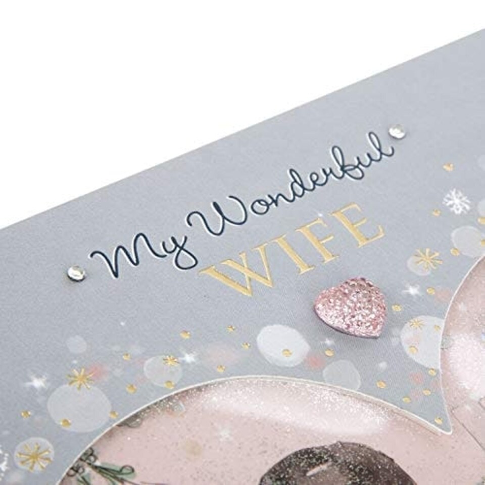 image 1 of Hallmark Large Wonderful Wife Christmas Card 'Glitter Shaker'
