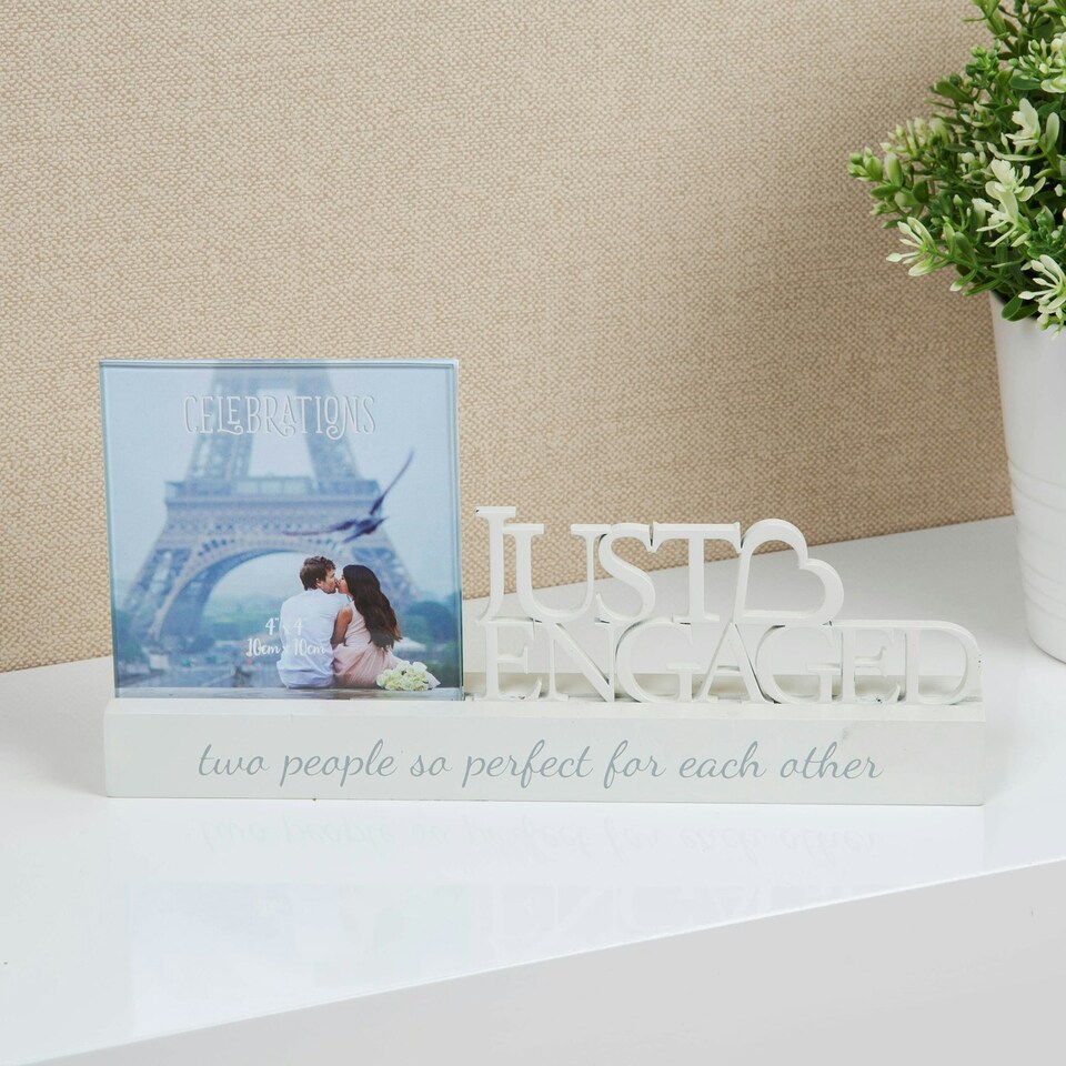 image 1 of Widdop 'Just Engaged' Decorative Photo frame - 4 x 4" Clear | Clear | One Size