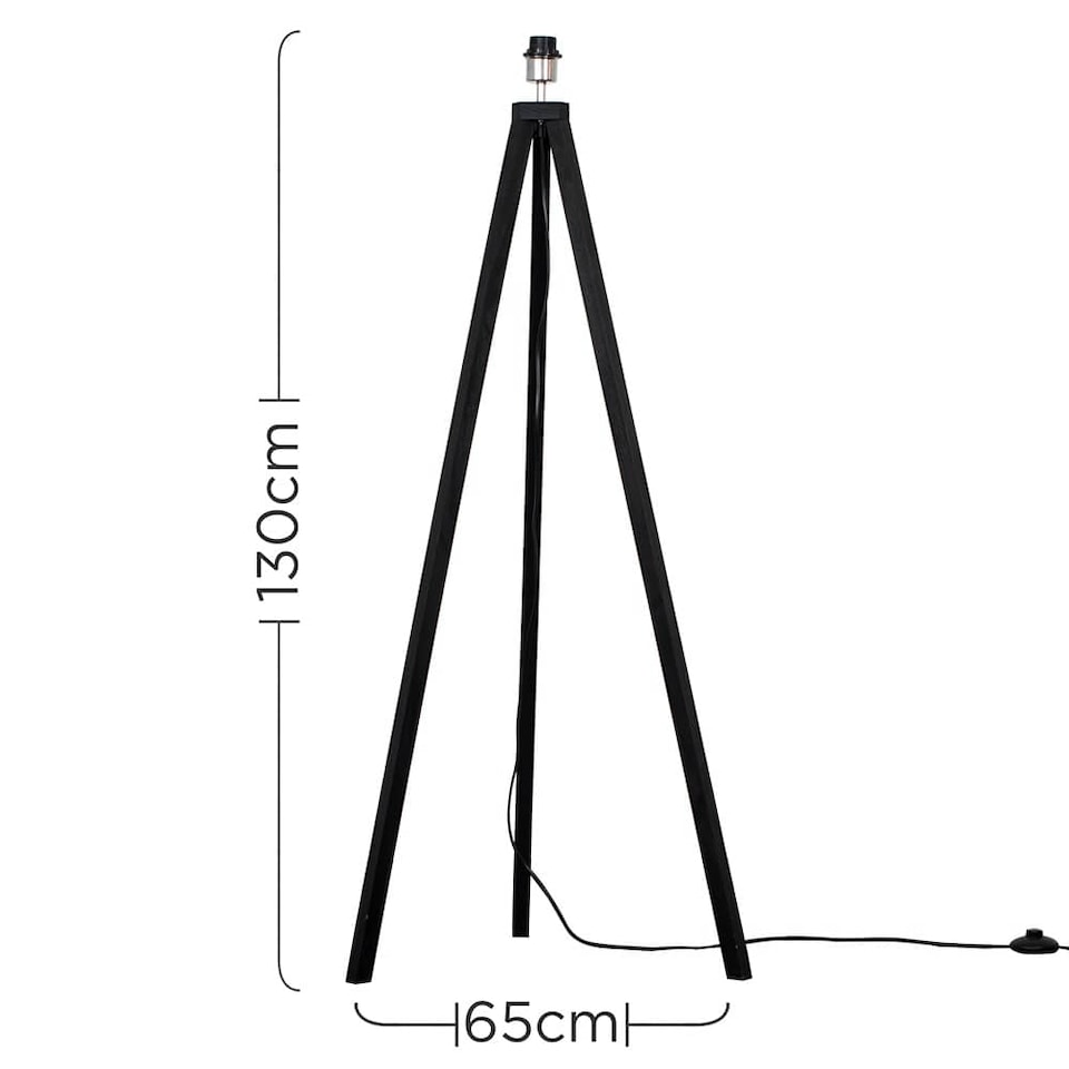 image 1 of ValueLights Modern Black Wood Tripod Floor Lamp Base | Black