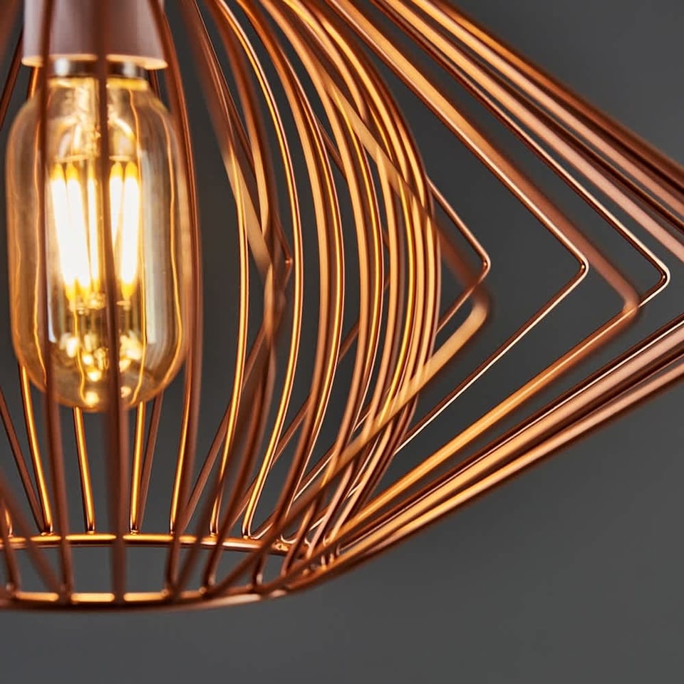 image 1 of ValueLights Disperse Geometric Design Copper Wire Basket Cage Ceiling Pendant Light Shade
