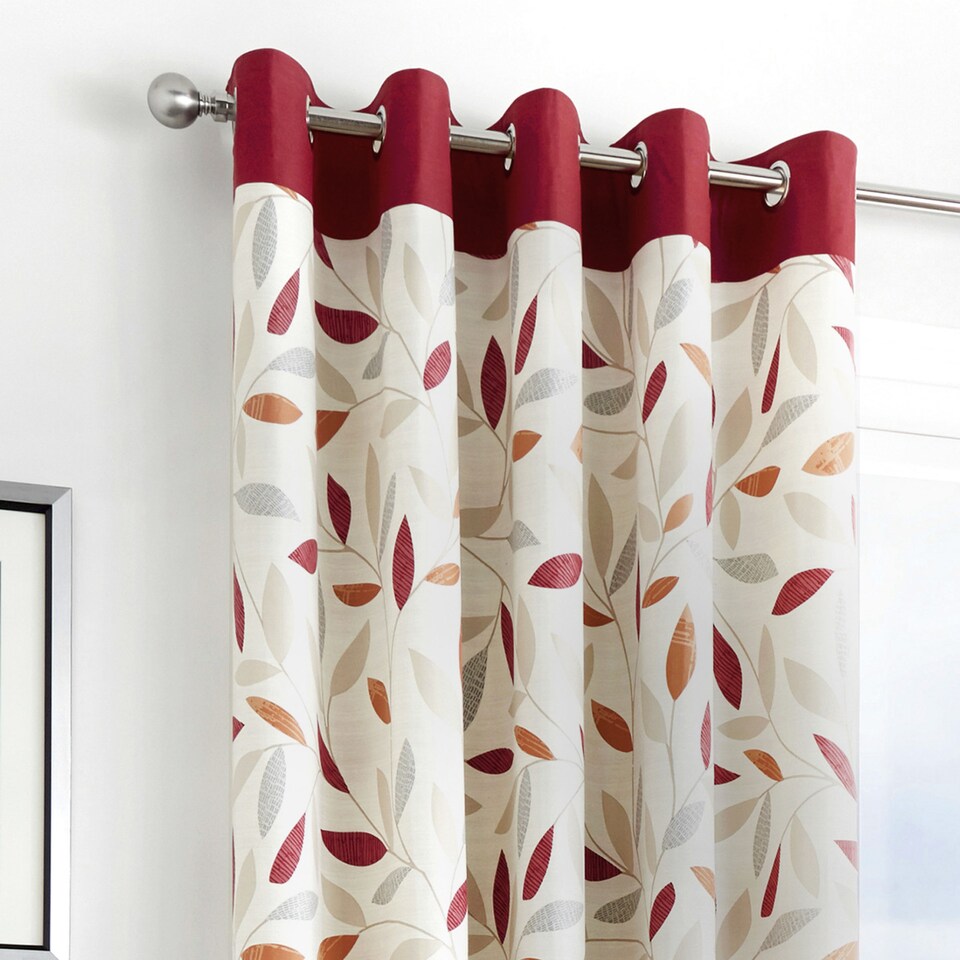 image 1 of Fusion Beechwood Eyelet Curtains Red