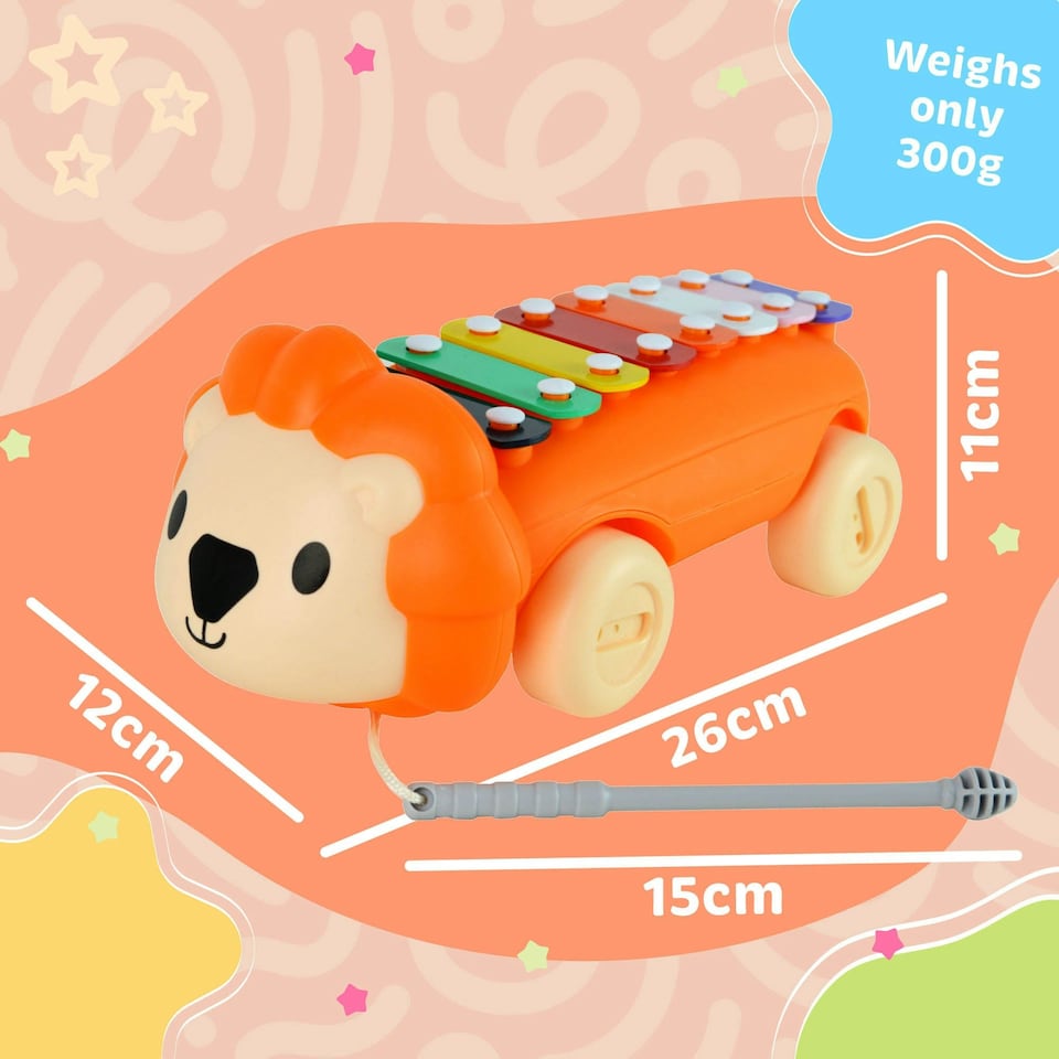 image 1 of Little Star Lion Pull Along Xylophone, Engaging Colourful Walk Along Animal for Interactive Musical Development