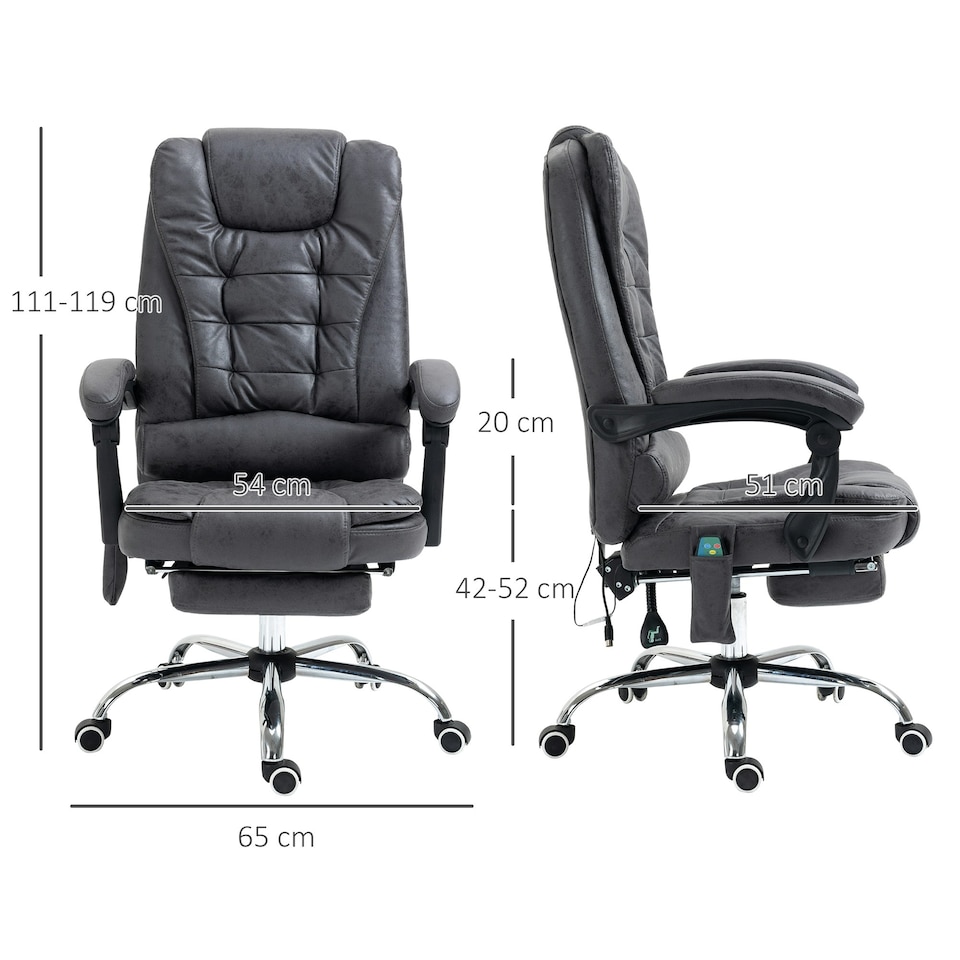 image 1 of Vinsetto Ergonomic Heated 6 Points Vibration Massage Chair Dark Grey