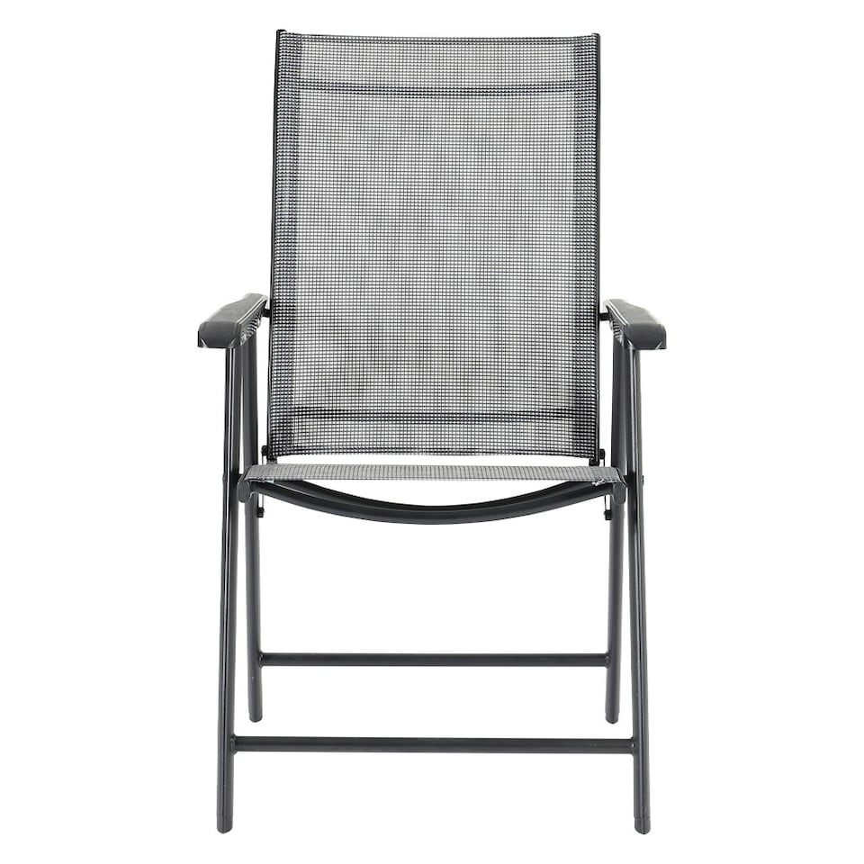 image 1 of Living and Home Metallic Frame Fabric Foldable Chair Set of 2 - Black