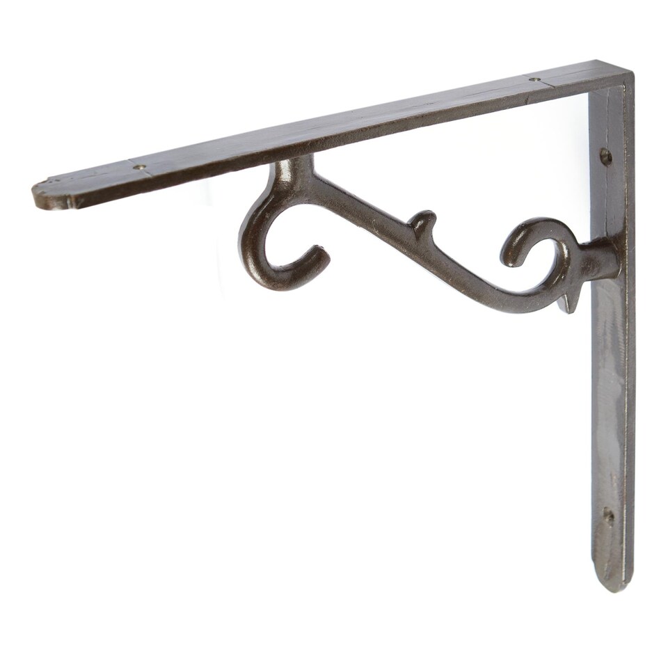 image 1 of Hammer & Tongs Scroll Iron Shelf Bracket - D205mm - Raw