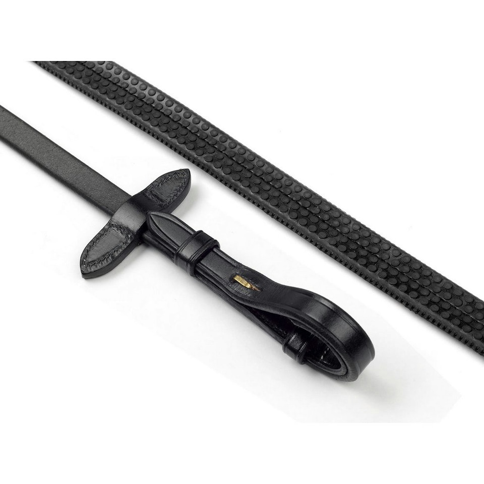 image 1 of Whitaker Leather Reins with Dimpled Grip - Black - Pony