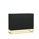 image 1 of Black Sideboard 100cm Fluted Doors Gold Frame Modern Storage Cabinet