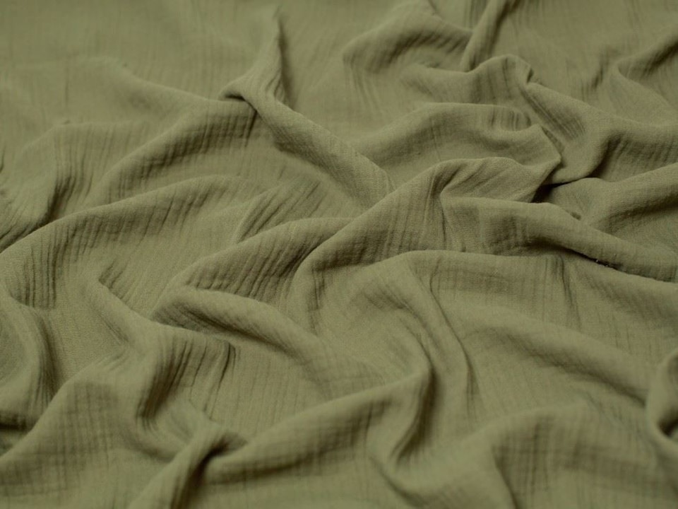 Minerva Core Range Green Cotton Double Gauze Fabric for Dressmaking, 130cm / 51" Wide - per metre