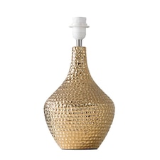 ValueLights Bailey Metallic Gold Indent Textured Ceramic Table Lamp Base