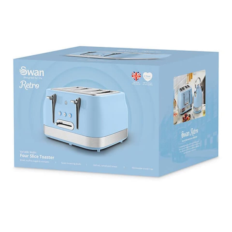 image 1 of Swan Retro Revive Blue 4 Slice Toaster