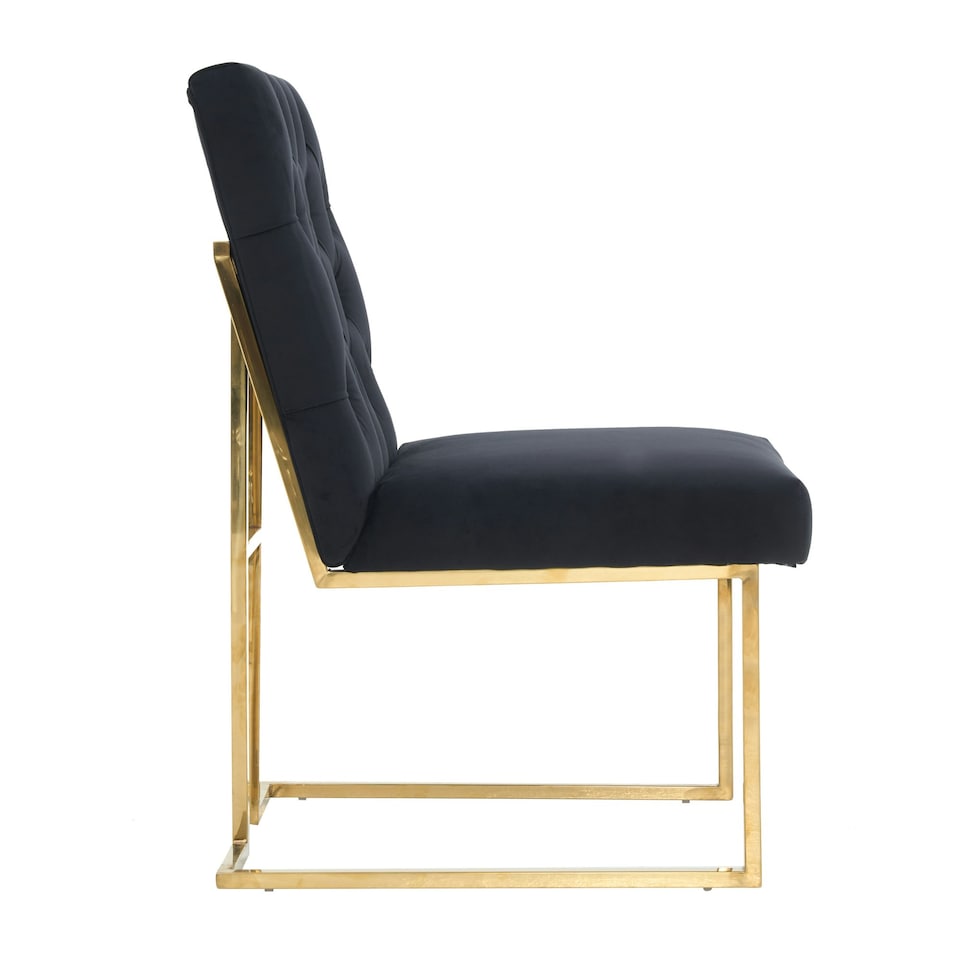 image 1 of Set of 4 Siena Luxury Tufted Velvet Dining Chairs with Gold Frame & Legs - Modern Upholstered Accent Chair | Blue | Blue