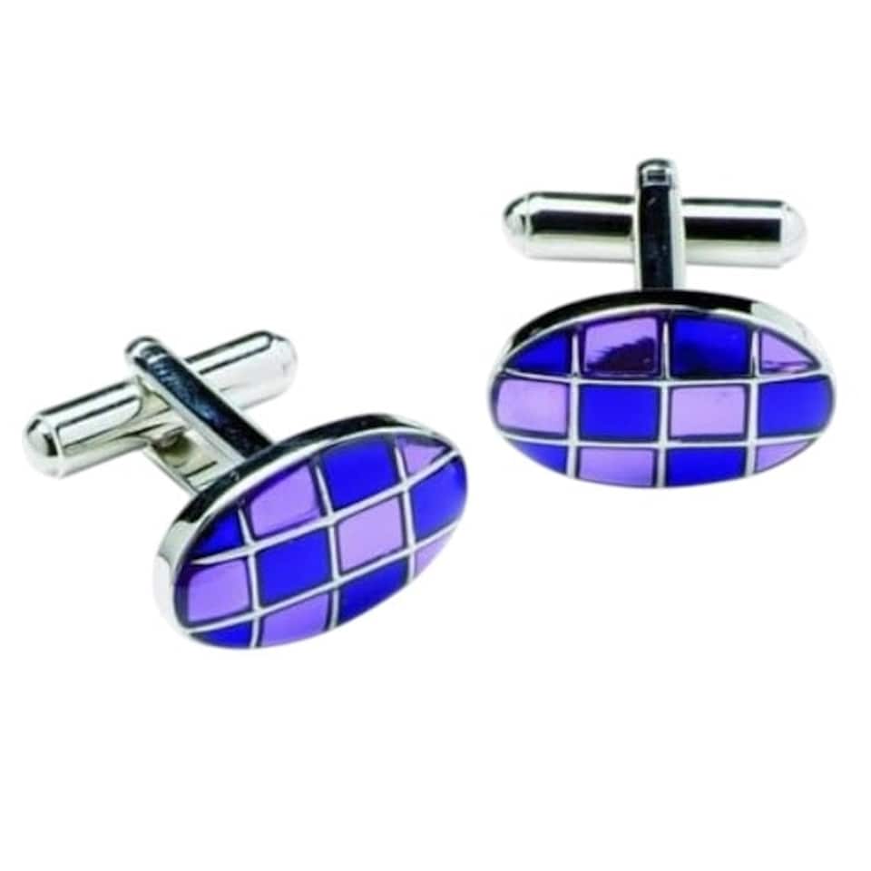 image 1 of Purple Stone Cufflinks - Onyx Art CK08A Blue Oval