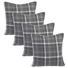 OHS 4 x Winsford Woven Check Printed Cushion Covers, 45x45cm - Charcoal