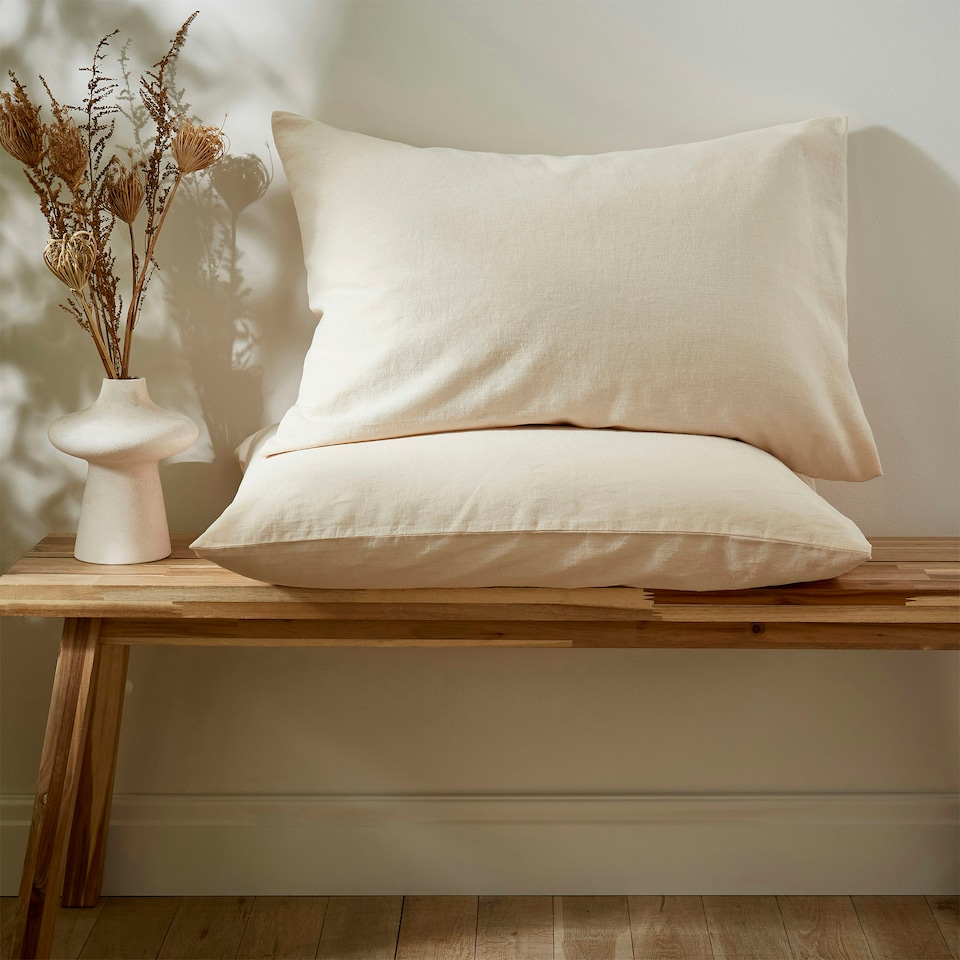 image 1 of Touch Of Linen - Creamy Almond - Pillowcase Pair Cream | Creamy Almond