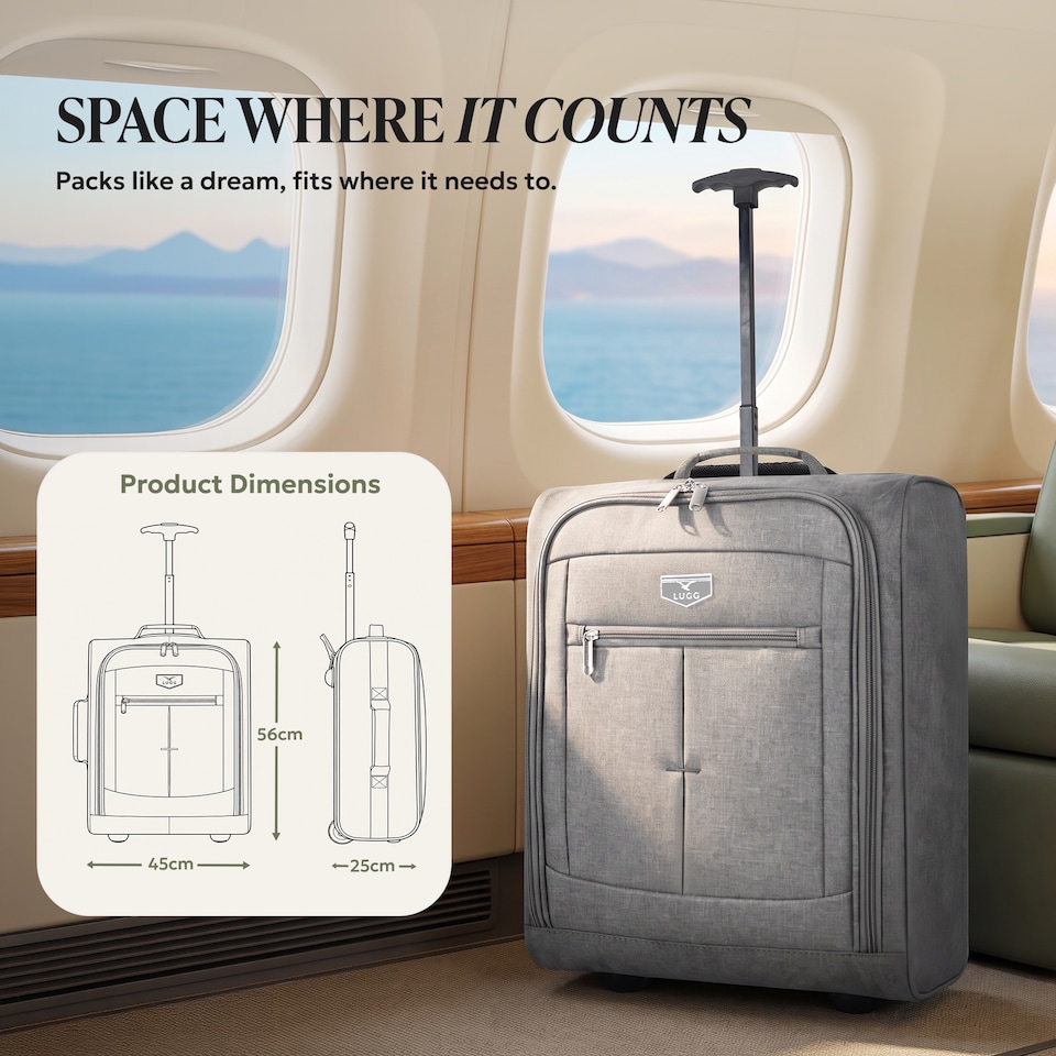 image 1 of Lugg Mars Soft Cabin Bag with Wheels 56x45x25cm for EasyJet Overhead Locker