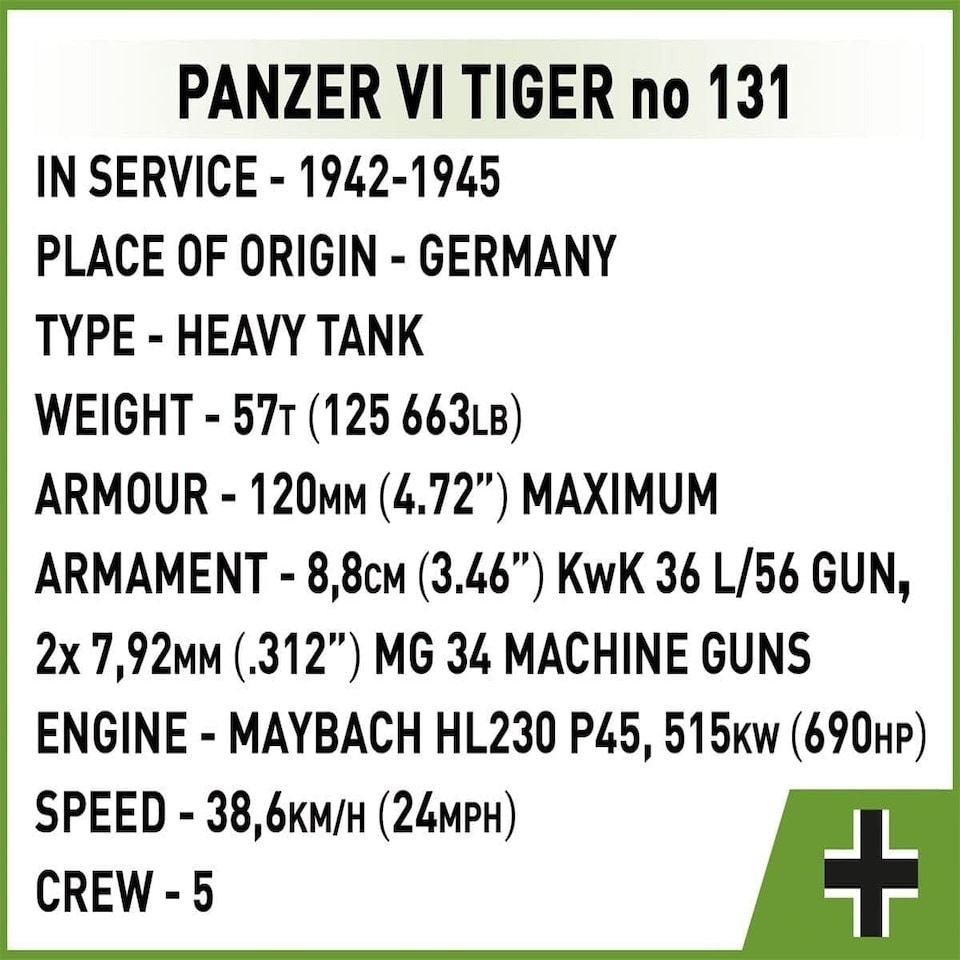 image 1 of Panzer VI Tiger No. 131 The Tank Museum brick tank model - COBI 3123 - 886 bricks